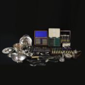 A LARGE QUANTITY OF SILVER PLATE. (QTY)