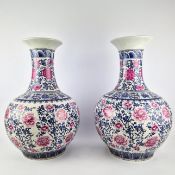 CHINESE STYLE CERAMIC VASES, A PAIR.