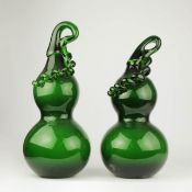 MURANO STYLE GLASS SQUASHES, A PAIR.