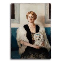 GIANNINO MARCHIG (TRIESTE 1897-GINEVRA 1983) LADY WITH MALTESE TERRIER