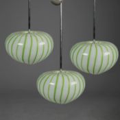 MURANO GLASS CEILING PENDANT LIGHTS, A SET OF 3