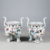 JAPANESE STYLE KORO FORM URNS, A PAIR