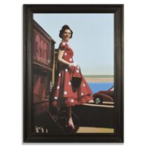 STUART MCALPINE MILLER (SCOTTISH, B. 1964) GIRL IN RED POLKA DOT DRESS