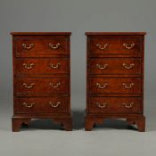 PAIR OF GEORGIAN STYLE BURR WALNUT BEDSIDE CHESTS (2).