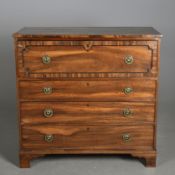 LATE GEORGE III GONCALO ALVES AND MAHOGANY SECRETAIRE CHEST