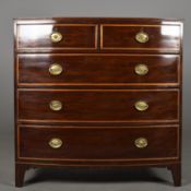 GEORGE III MAHOGANY AND SATINWOOD BOWFRONT CHEST