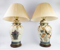 PAIR OF JAPANESE SATSUMA VASE TABLE LAMPS (2)