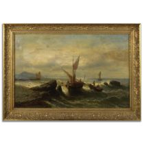 19TH CENTURY SCHOOL SHIPS OFF THE COAST