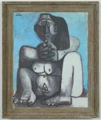AFTER PABLO PICASSO. SEATED NUDE.