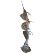 SCULPTURAL LEAPING MARLINS BRONZE FOUNTAIN.
