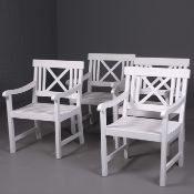 HAMPTONS STYLE GARDEN CHAIRS, A SET OF 4.