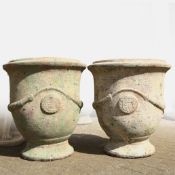 ANDUZE STYLE FIRED TERRACOTTA PLANTERS, A PAIR.