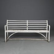 A 19TH CENTURY WROUGHT IRON GARDEN BENCH.