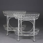 1950S FRENCH STYLE WIRE WORK PLANT STANDS, A PAIR.