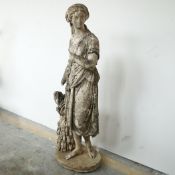 SCULPTURAL CARVED MARBLE STUDY OF FLORA.