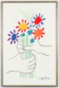 AFTER PABLO PICASSO BOUQUET OF FLOWERS ON SILK
