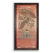 INDIAN SILK AND METAL THREAD EMBROIDERED PANEL