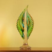 MURANO STYLE GLASS LEAF SCULPTURE