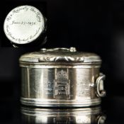 ROYAL INTEREST. A FINE GEORGE III SILVER BOUGIE BOX