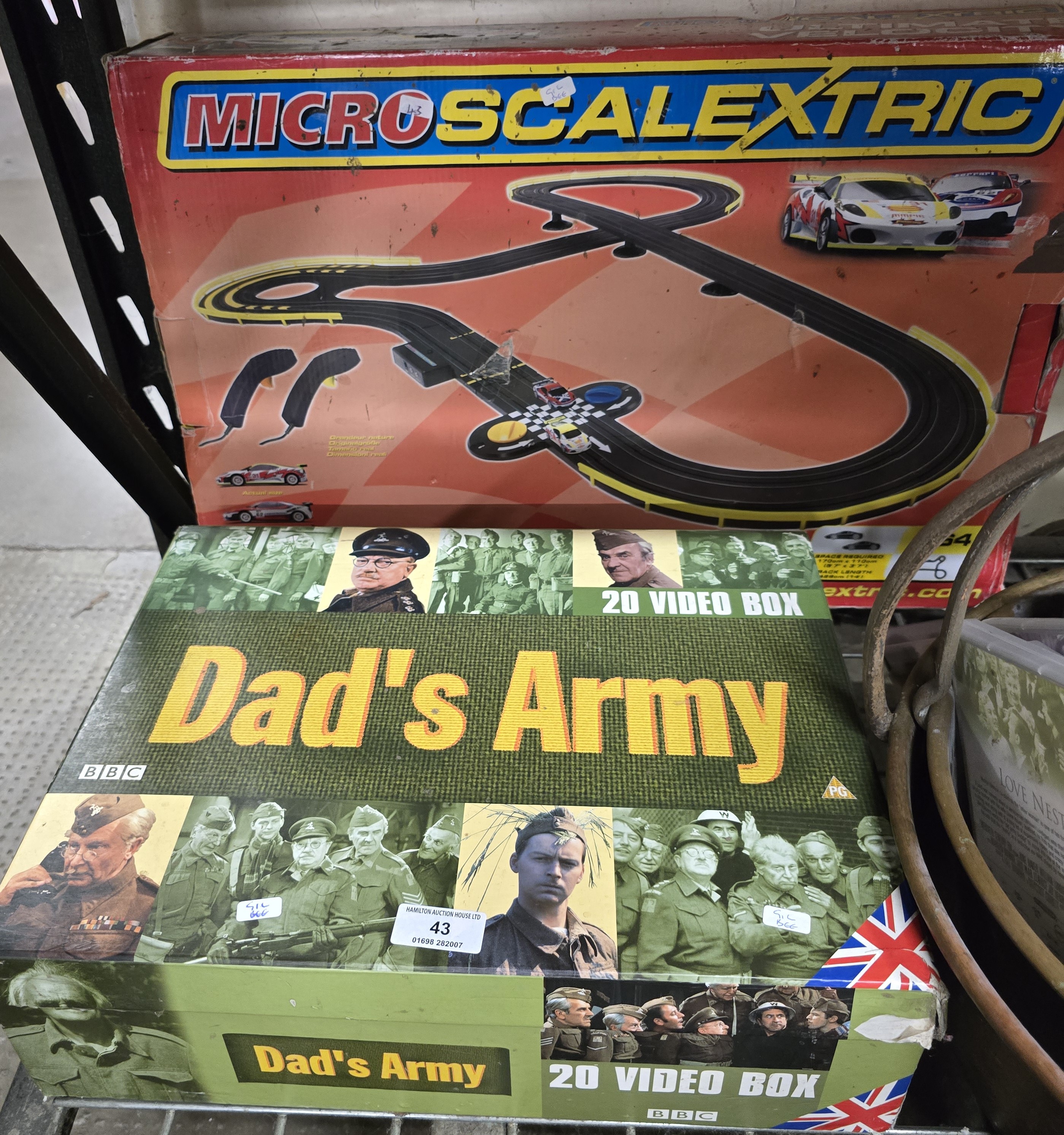 MICRO SCALEXTRIC BOXED RACE CAR SET, DADS ARMY 20 VIDEO BOX SET