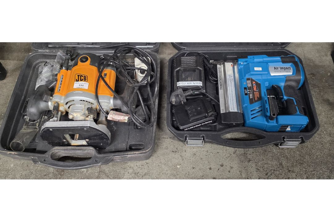 JCB ROUTER, AIR IMPACT COMPRESSOR STAPLE GUN WITH CHARGER