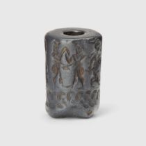 OLD SYRIAN HEMATITE CYLINDER SEAL, ACQUIRED EARLY 20TH CENTURY
