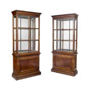 PAIR OF GEORGIAN STYLE WALNUT CHINA DISPLAY CABINETS