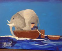 The Crossing by Richard Conway-Jones; an acrylic on canvas. 77 x 101cm.