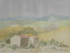 Paolo Gheri (b.1940) Tuscan landscape, signed, watercolour, 22 x 30cm