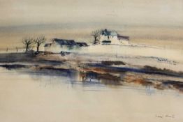 Colin Kent (b.1934) 'River's Edge', signed, watercolour, 28 x 41.5cm There is no glass to the frame.