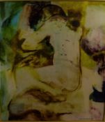 Hania Maciejewska (20th century) Sleeping nude, signed and dated 1967, acrylic on board, 108.5 x