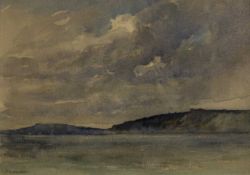 G F Horobin (20th Century) Coastal landscape, signed, watercolour, mount aperture 22 x 31 cm