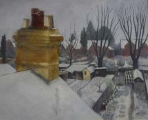 Steve Empson (b.1953) Winter gardens from the rooftop, signed and dated 1999, charcoal and pastel,