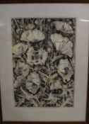 Christine Jones (20th century) 'After the Storm - Poppy Tangle', signed, charcoal, 67 x 45cm