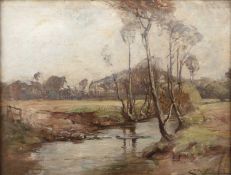 George Whitton Johnstone (1849-1901) River landscape with trees, oil on canvas, 30.5 x 40.5cm