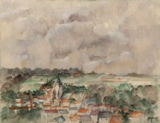 Jack Jefferys (1896-1961) 'Wavre', signed and dated '35, watercolour and pastel, 32 x 41.5cm