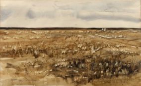 Geoffrey Lefever (1932-2024) 'Sea Hawk, Barsingham', signed, dated 1967 vand inscribed, watercolour,