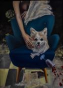 Russian School (20th century) The contented dog, oil on board, 137 x 98.5cm
