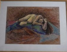 Christine Burgess (20th century) 'Long Haired Julie II', signed, conte pastel, 45 x 63cm, and a