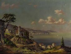 Continental School (20th century) Italian coastal landscape, indistinctly signed, oil on canvas,