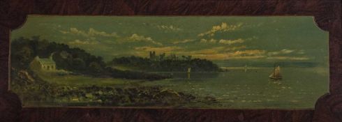 J. J. Parry (19th century) Penryn Castle, signed, oil on slate panel, 21.5 x 58.5cm