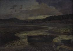 Arthur Upton (20th century) 'The Offey', inscribed verso, oil on canvas board, 23 x 33.5cm