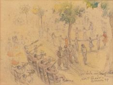 * Blanes (20th Century) A music festival with brass band and dancing figures, signed, indistinctly