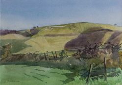 H. Anderson (20th century) The Vale of White Horse, Uffington, signed, watercolour, 24 x 35cm; and