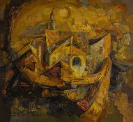 Biliana Batchvarova (20th century) 'The Sun Faces Back', signed, acrylic on canvas, 80 x 90cm (