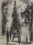 After Pablo Picasso Le Peintre et son Modele, print in monochrome, 25 x 19cm