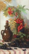 Petr Petrovic Belousov (1912-1989) Still life with berries, signed with monogramed, oil on canvas