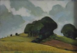 Juliet Dyer (20th century) Above Letcombe Bassett, signed with initials, tempera, 12 x 17cm, another