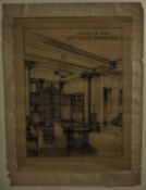 English School (early 20th century) 'A View of the New Morris Showrooms', pencil, 53 x 39cm (im),