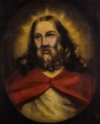Continental School (19th century) Portrait of Christ, in feigned oval, oil on canvas, 59 x 49.5cm